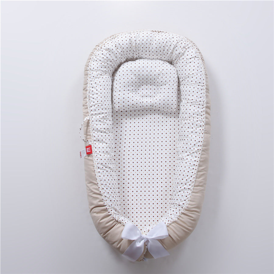 Cross-border folding removable and washable pressure-proof crib mid-bed bionic full detachable baby pillow travel crib