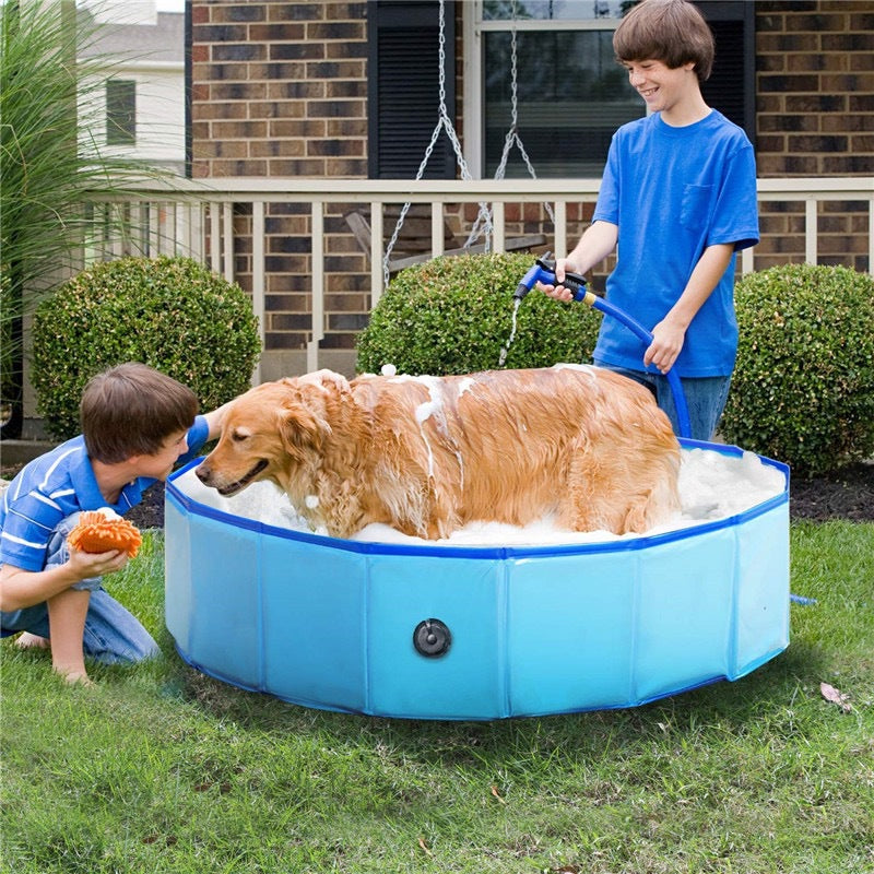 Pet bath pool dog swimming pool cat sand tray bath tub foldable paddling pool free of inflation