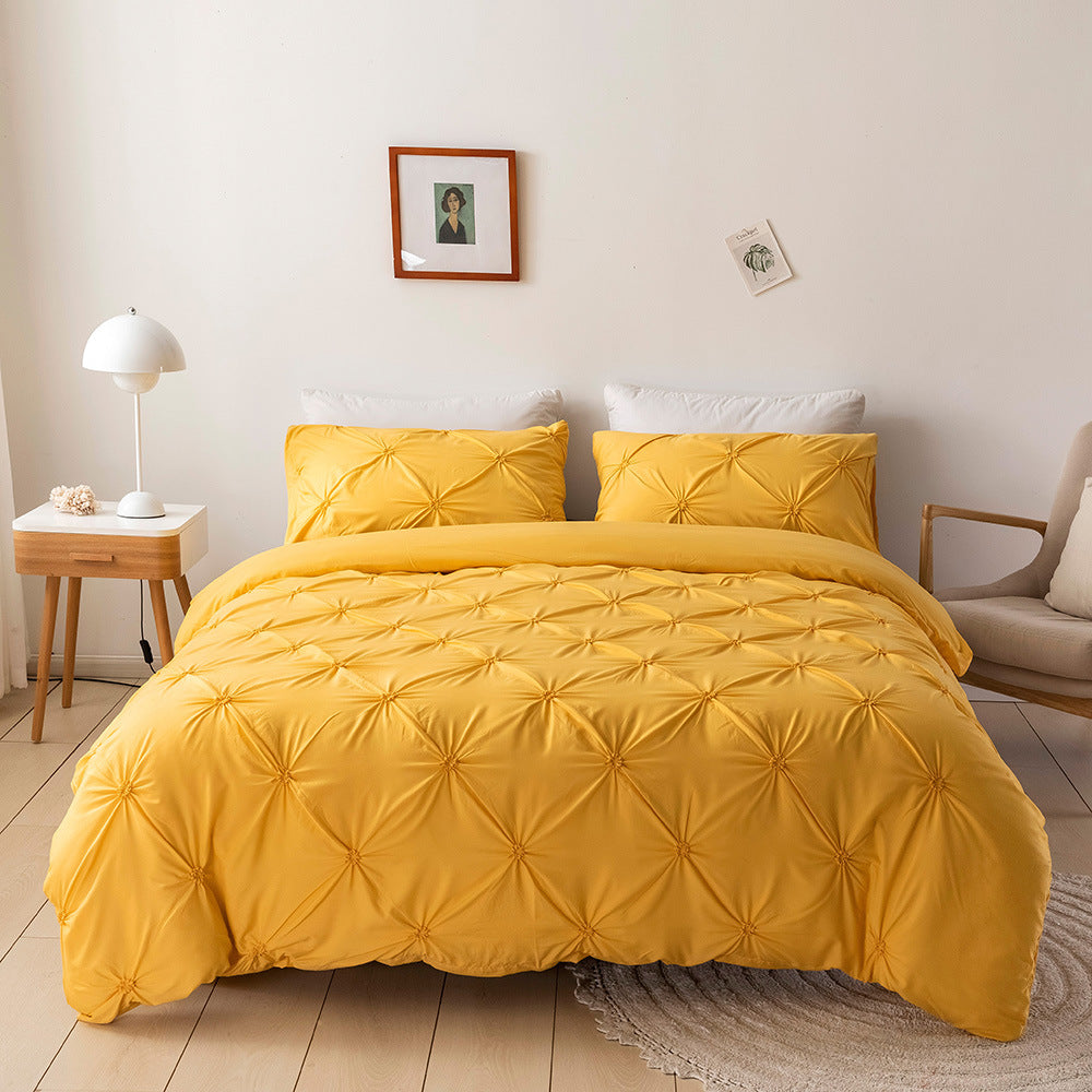 Cross-border aliexpress amazon wish solid color brushed woolen rose quilt cover plain bedding craft three-piece set