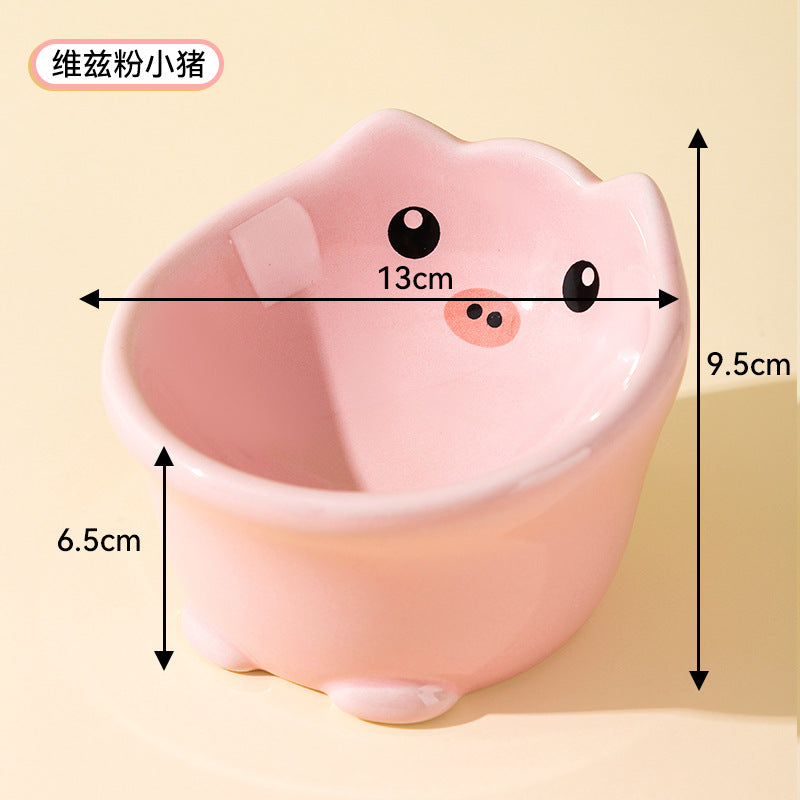 Cross-border cat high and low partition cute cat ceramic double bowl anti-knockover cat bowl drinking water bowl dog bowl pet bowl supplies