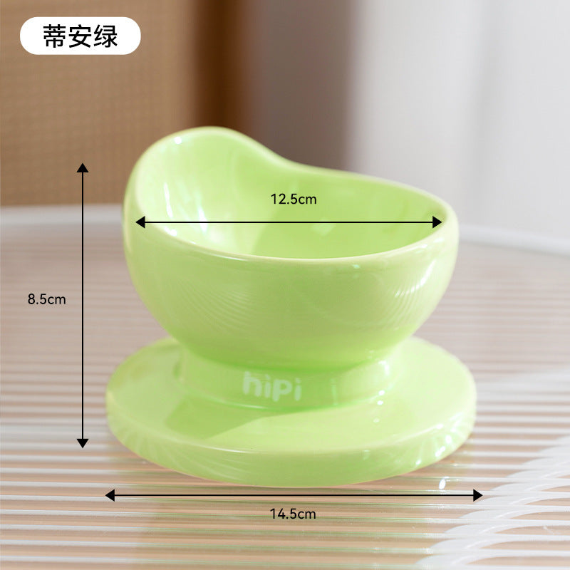 Cross-border cat high and low partition cute cat ceramic double bowl anti-knockover cat bowl drinking water bowl dog bowl pet bowl supplies