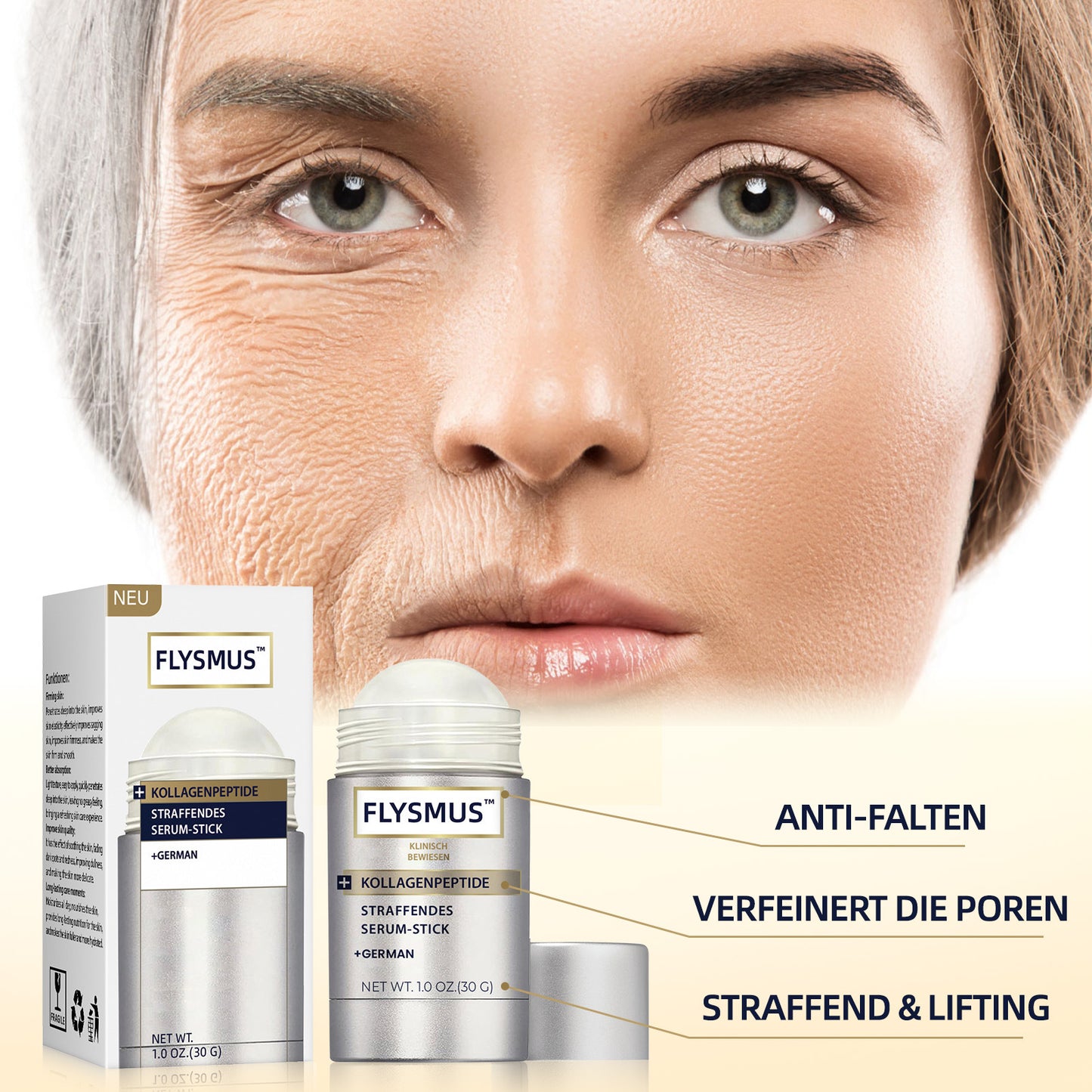 Cross-border new product Flysmus collagen peptide facial firming and fine line lightening essence stick 30g peptide