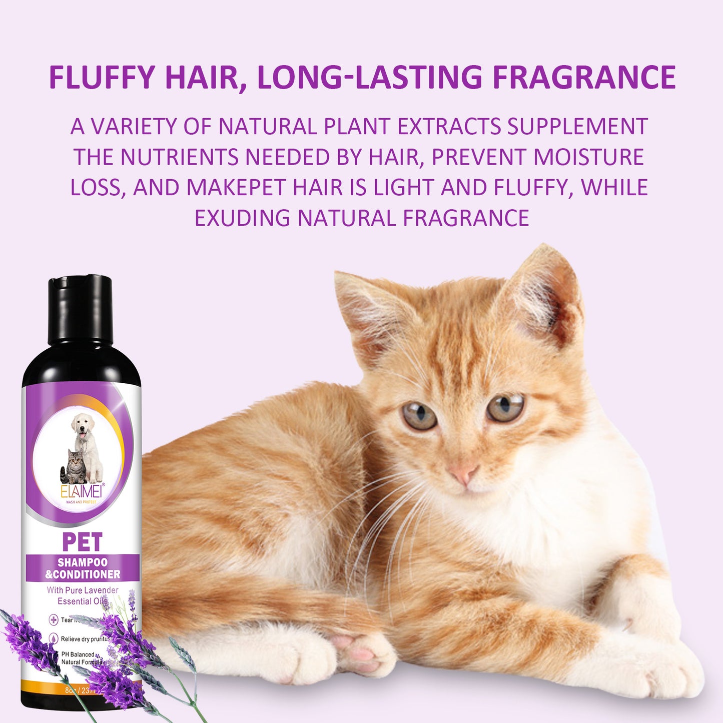 ELAIMEI Shampoo Dog Shower Gel Long Lasting Fragrance Decontamination Decontamination Cat Shampoo For Pets