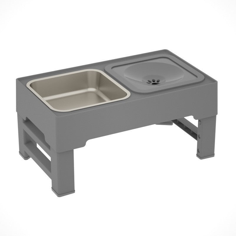 Pet lifting table foldable dog drinking water bowl adjustable height dog bowl stainless steel slow food double bowl pet supplies