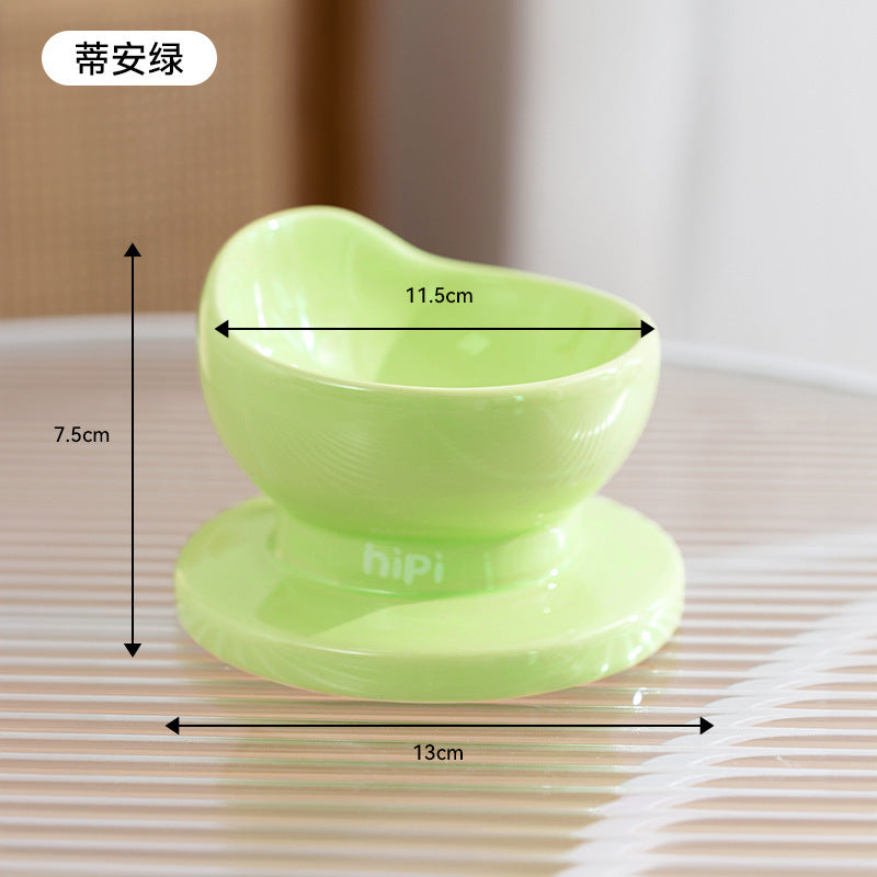Cross-border cat high and low partition cute cat ceramic double bowl anti-knockover cat bowl drinking water bowl dog bowl pet bowl supplies
