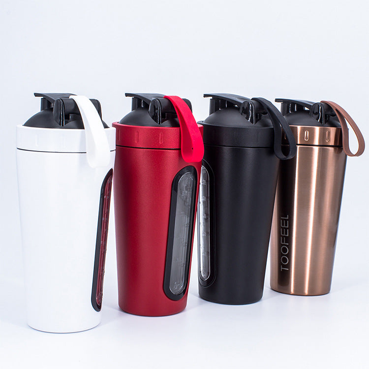 700Ml creative with window 304 stainless steel shaker cup gym protein powder meal replacement sports water cup spot