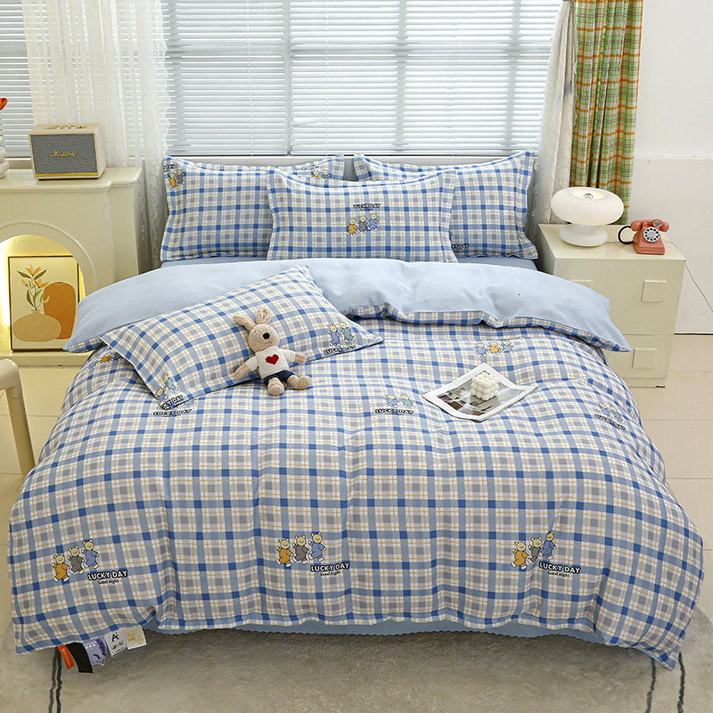 Four-piece bedding set Nantong home textile dormitory three-piece set single student winter thickened bed sheet quilt cover