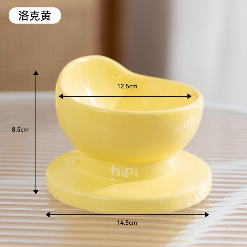 Cross-border cat high and low partition cute cat ceramic double bowl anti-knockover cat bowl drinking water bowl dog bowl pet bowl supplies