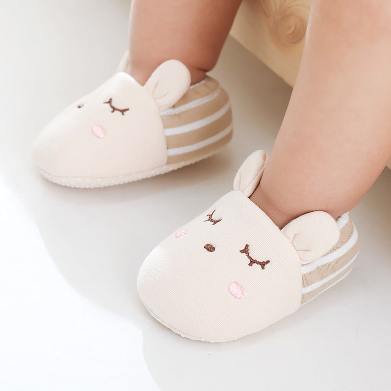 Three-dimensional ears cartoon children dispensing toddler shoes and socks spring and autumn striped animal short tube shallow mouth baby baby socks