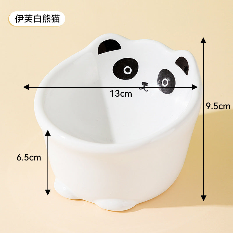 Cross-border cat high and low partition cute cat ceramic double bowl anti-knockover cat bowl drinking water bowl dog bowl pet bowl supplies