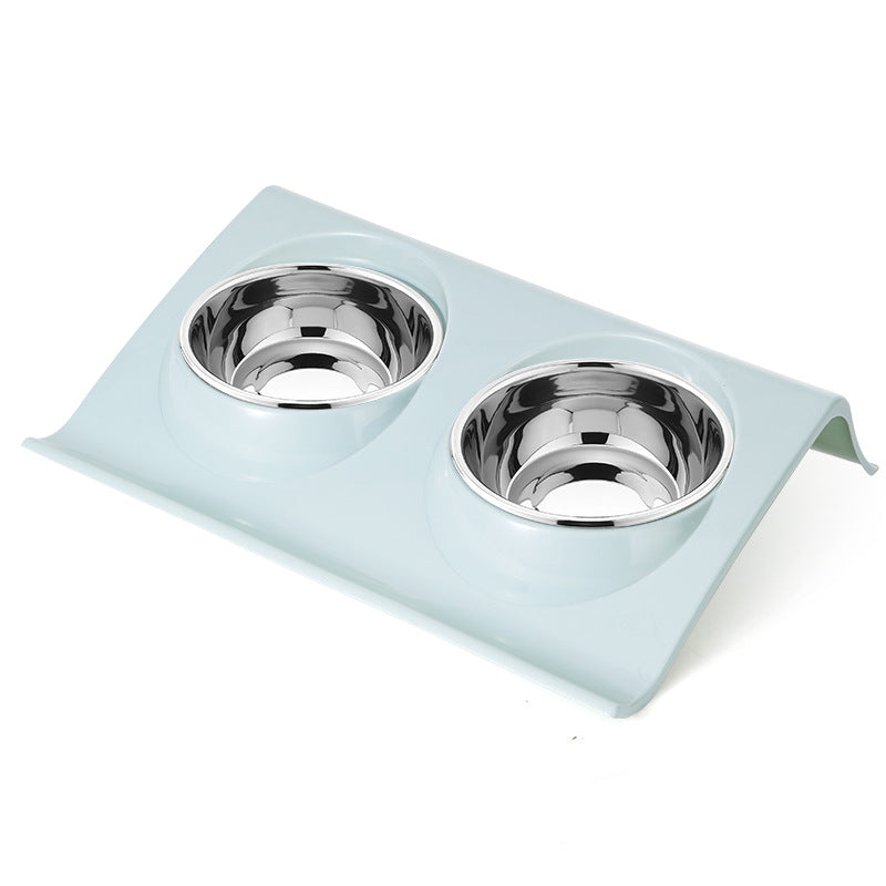 Stainless steel pet bowl Slope plastic non-slip pet dog bowl Splash-proof cat feeder cat bowl food bowl