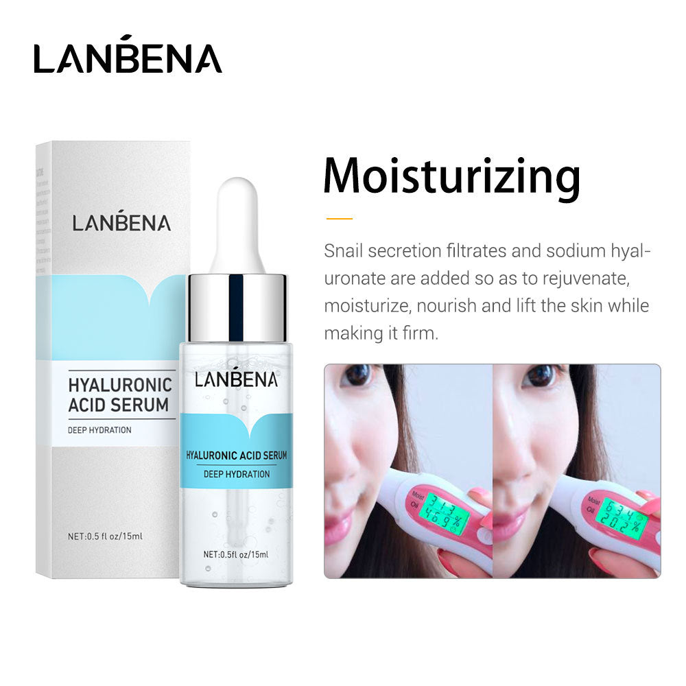 LANBENA hyaluronic acid+VC+24K gold stock solution 3 bottles combination moisturizing skin care (opp bag) 15ml cross-border