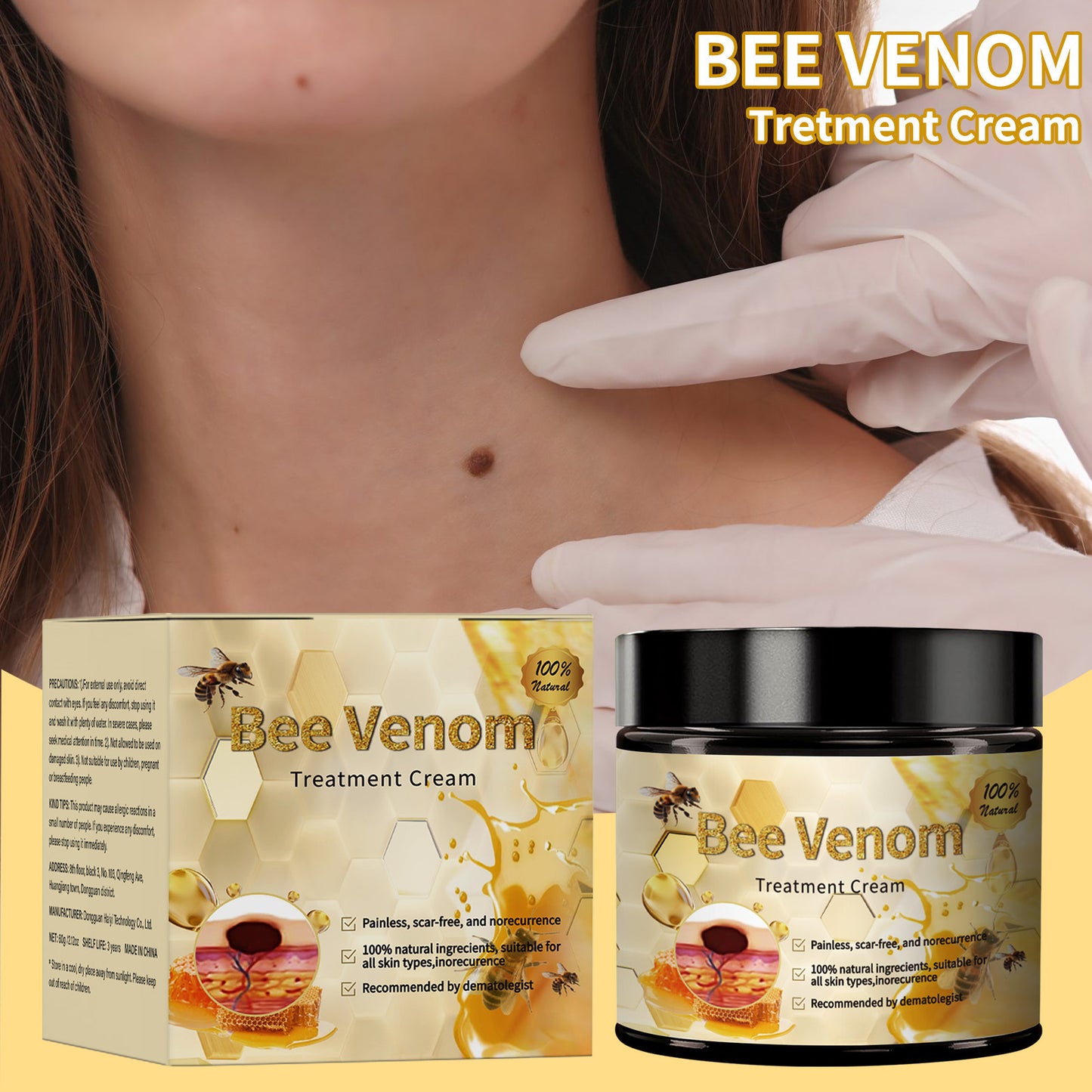 Cross-border BEE VENOM bee venom cream smoothes skin flesh moles fade spots repair skin moss body care cream
