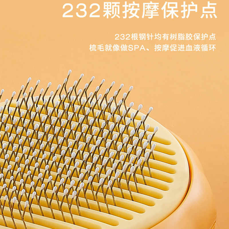 Cross-border pet comb supplies stainless steel pumpkin cleaning needle comb set cats and dogs universal one-key de-floating brush