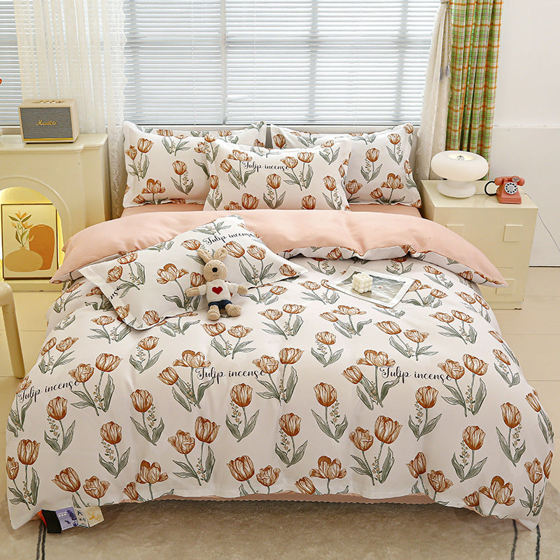 Four-piece bedding set Nantong home textile dormitory three-piece set single student winter thickened bed sheet quilt cover