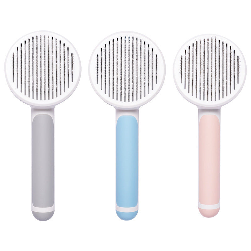 Cross-border pet comb stainless steel needle comb round head cat comb dog hair removal brush self-cleaning comb pet supplies