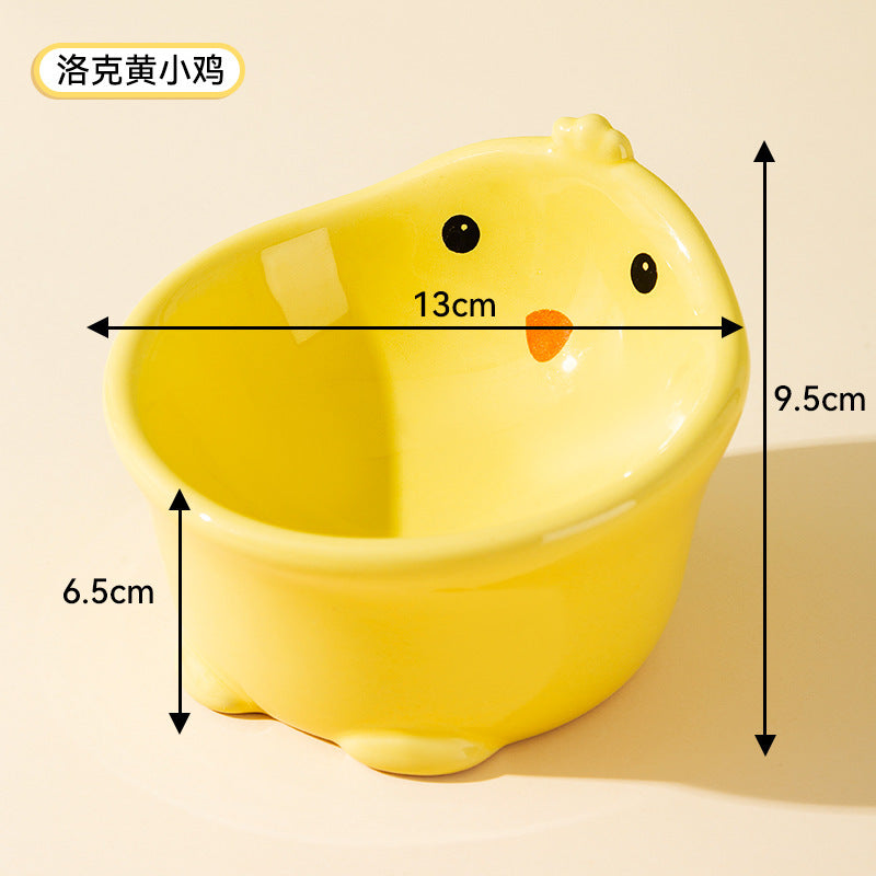 Cross-border cat high and low partition cute cat ceramic double bowl anti-knockover cat bowl drinking water bowl dog bowl pet bowl supplies