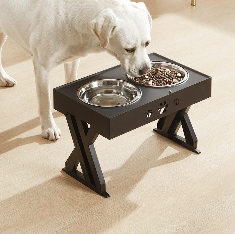 Pet lifting table foldable dog drinking water bowl adjustable height dog bowl stainless steel slow food double bowl pet supplies
