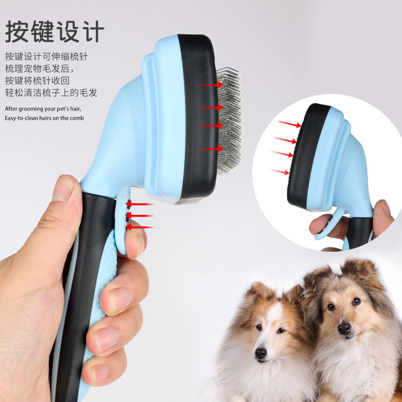 Pet comb dog supplies automatic hair removal comb cat comb knot removal hair removal self-cleaning needle comb