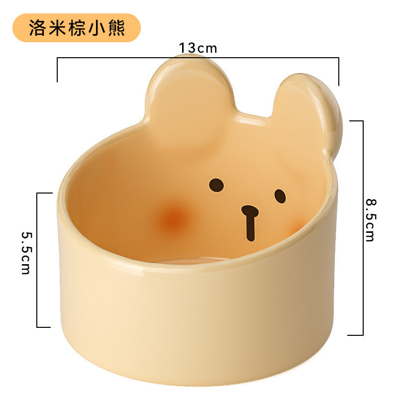 Cross-border cat high and low partition cute cat ceramic double bowl anti-knockover cat bowl drinking water bowl dog bowl pet bowl supplies