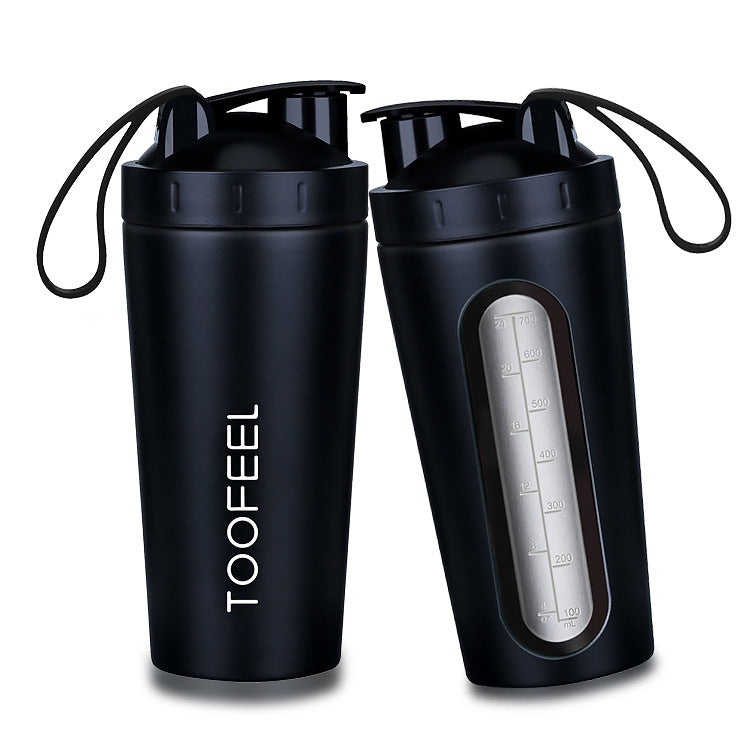 700Ml creative with window 304 stainless steel shaker cup gym protein powder meal replacement sports water cup spot