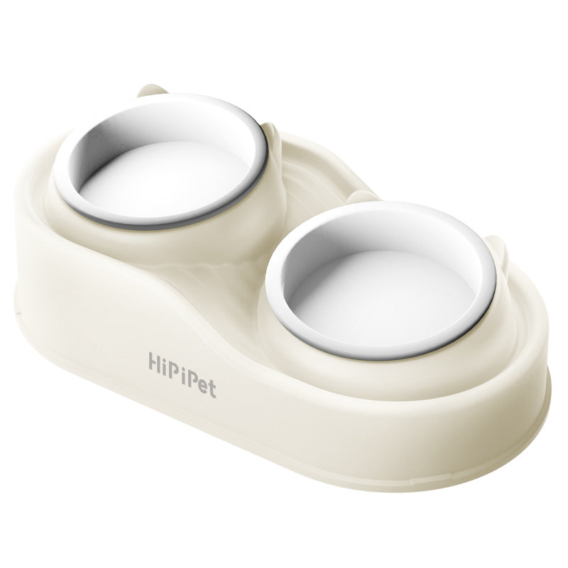Cross-border cat high and low partition cute cat ceramic double bowl anti-knockover cat bowl drinking water bowl dog bowl pet bowl supplies