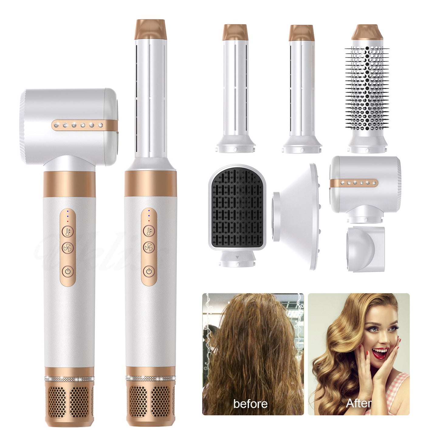 Multi-functional high-speed brushless noise-cancelling styling hair dryer hair dryer hair curler all-in-one hair comb with replaceable heads