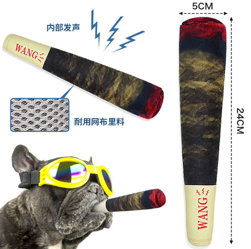 Spot wholesale cross-border dog sound toy green cigar cigarette plush pet toy