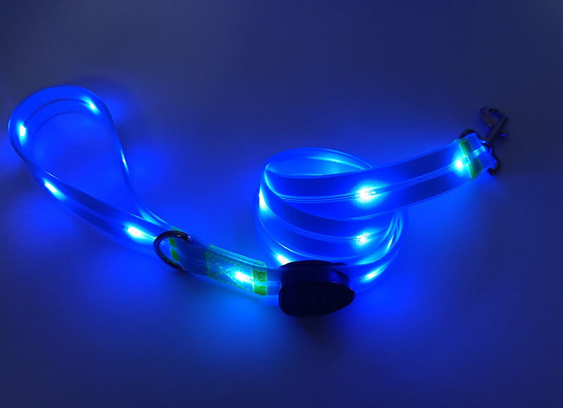 LED luminous collar USB charging pet collar nylon pvc coated webbing luminous dog collar dog leash