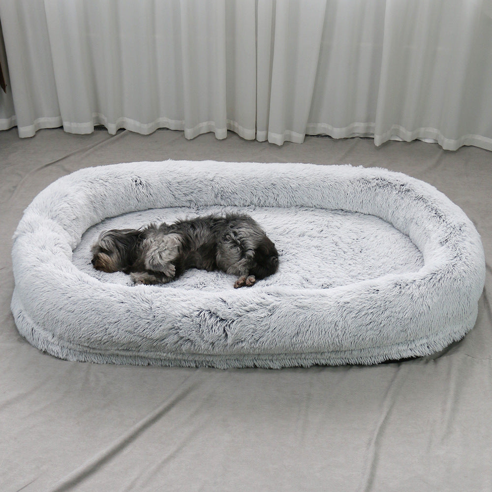 Human kennel plush round pet kennel dog bed winter warm sponge dog pad pet supplies pet mattress