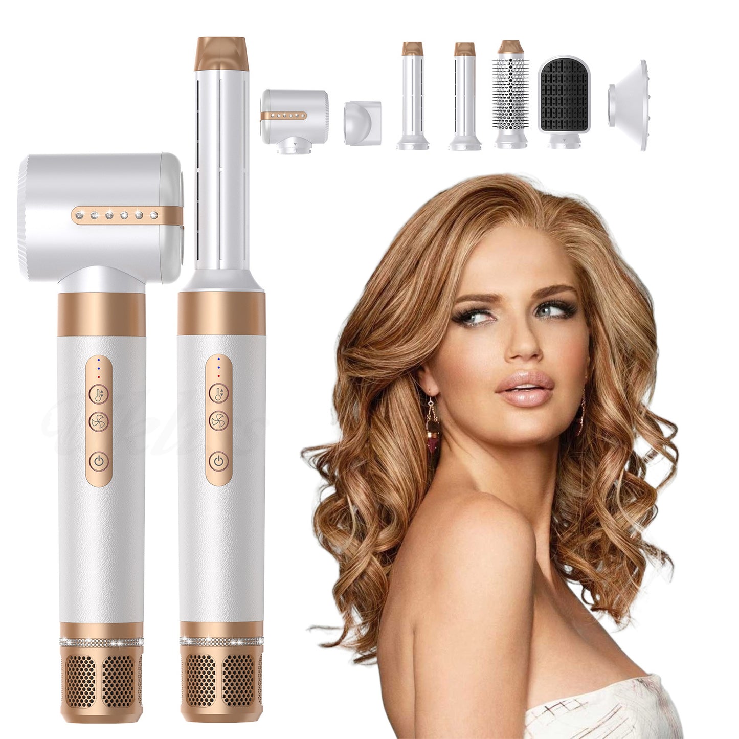 Multi-functional high-speed brushless noise-cancelling styling hair dryer hair dryer hair curler all-in-one hair comb with replaceable heads