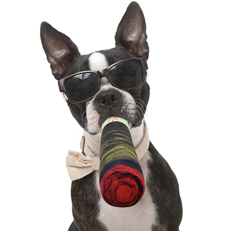 Spot wholesale cross-border dog sound toy green cigar cigarette plush pet toy