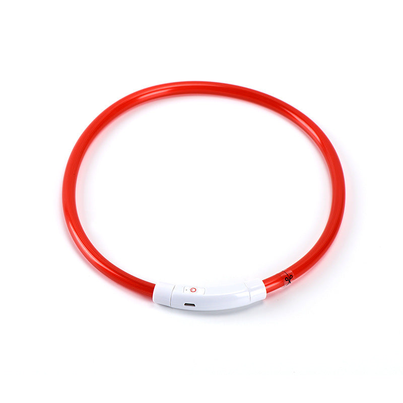 Pet luminous collar PVC pet collar USB charging dog luminous ring LED collar safe dog walking