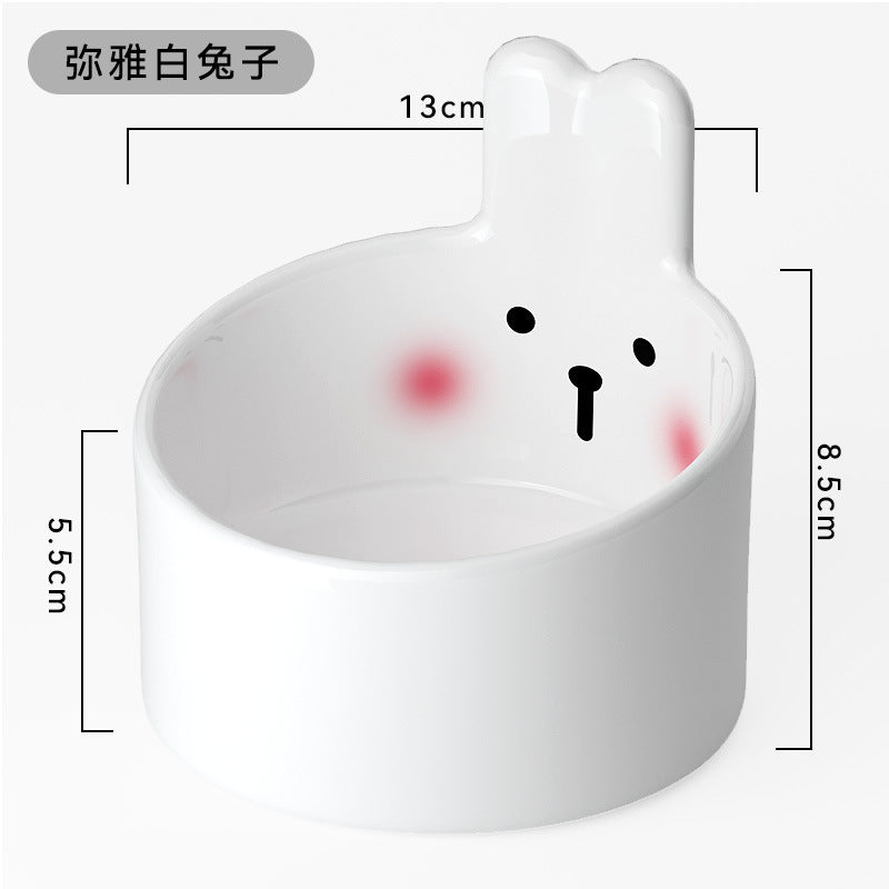 Cross-border cat high and low partition cute cat ceramic double bowl anti-knockover cat bowl drinking water bowl dog bowl pet bowl supplies