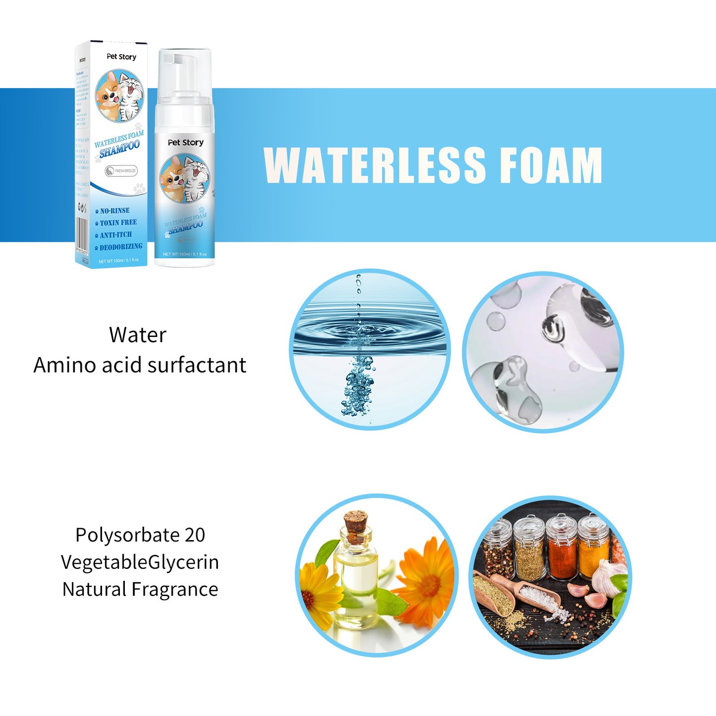 Pet foam dry cleaning shower gel for cats and dogs universal cat and dog foam dry cleaning mousse spray waterless shower gel