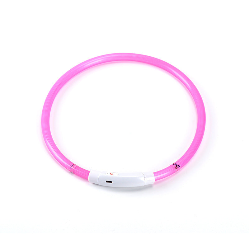 Pet luminous collar PVC pet collar USB charging dog luminous ring LED collar safe dog walking