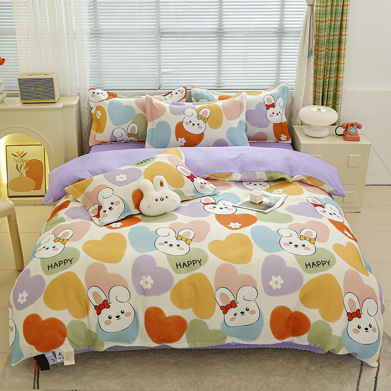 Four-piece bedding set Nantong home textile dormitory three-piece set single student winter thickened bed sheet quilt cover