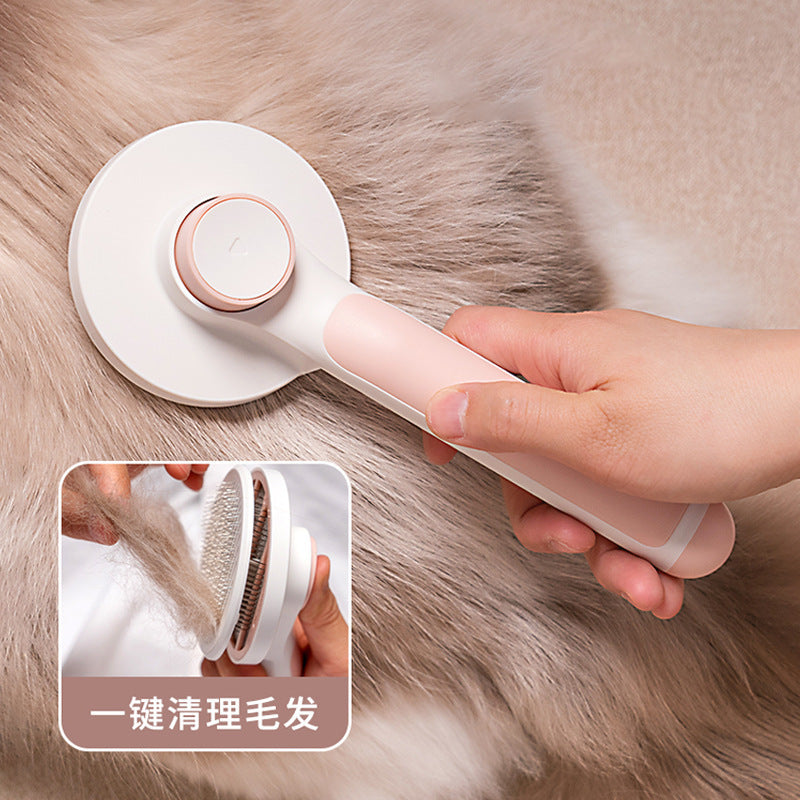 Cross-border pet comb stainless steel needle comb round head cat comb dog hair removal brush self-cleaning comb pet supplies