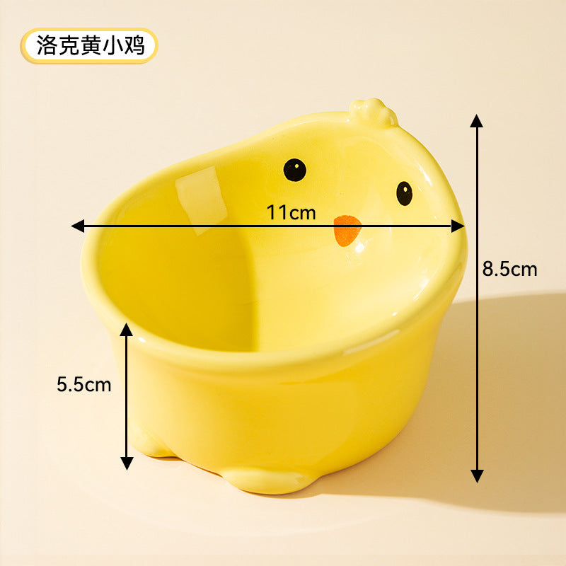 Cross-border cat high and low partition cute cat ceramic double bowl anti-knockover cat bowl drinking water bowl dog bowl pet bowl supplies