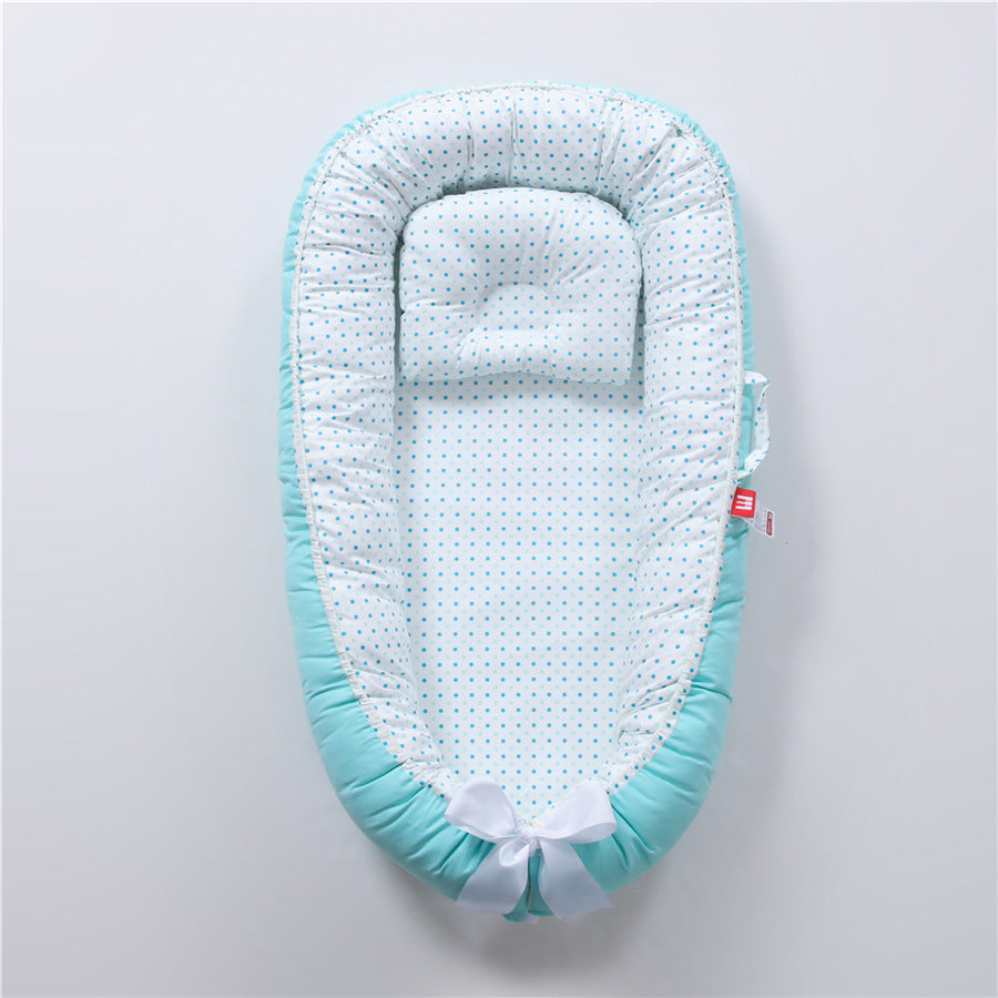 Cross-border folding removable and washable pressure-proof crib mid-bed bionic full detachable baby pillow travel crib