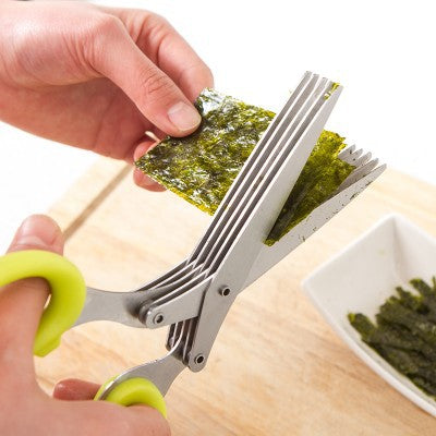 Kitchen green onion shears multifunctional scissors vegetable cutting scissors stainless steel multi-layer scissors household laver chopped vegetable cutting