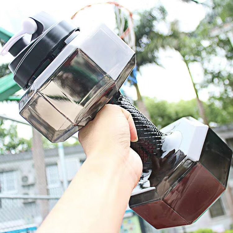 2.6L dumbbell kettle PET material gym large capacity water bottle creative sports kettle space portable cup