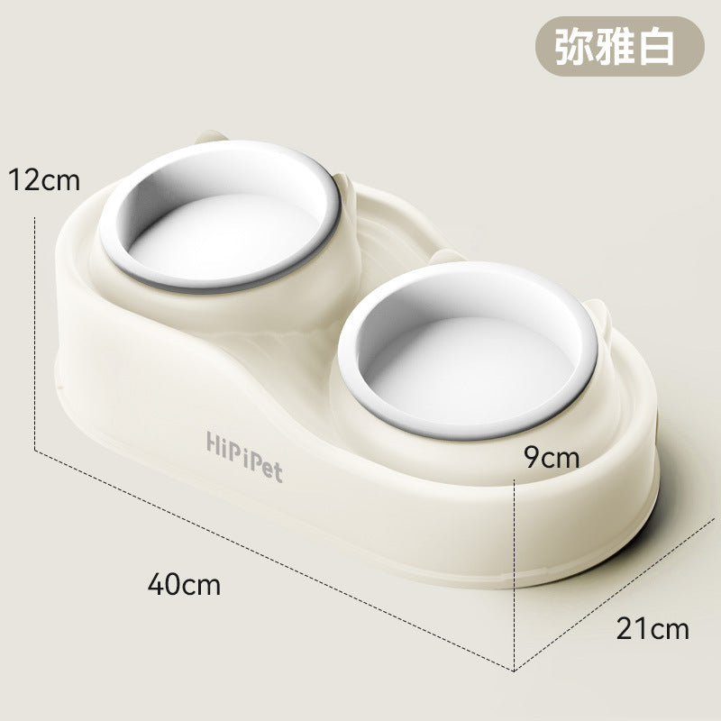 Cross-border cat high and low partition cute cat ceramic double bowl anti-knockover cat bowl drinking water bowl dog bowl pet bowl supplies