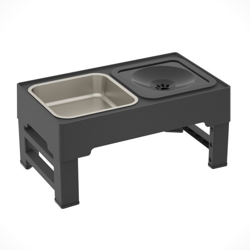 Pet lifting table foldable dog drinking water bowl adjustable height dog bowl stainless steel slow food double bowl pet supplies