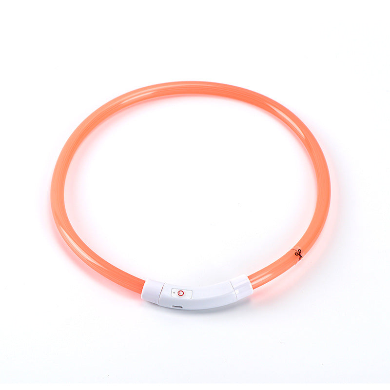 Pet luminous collar PVC pet collar USB charging dog luminous ring LED collar safe dog walking