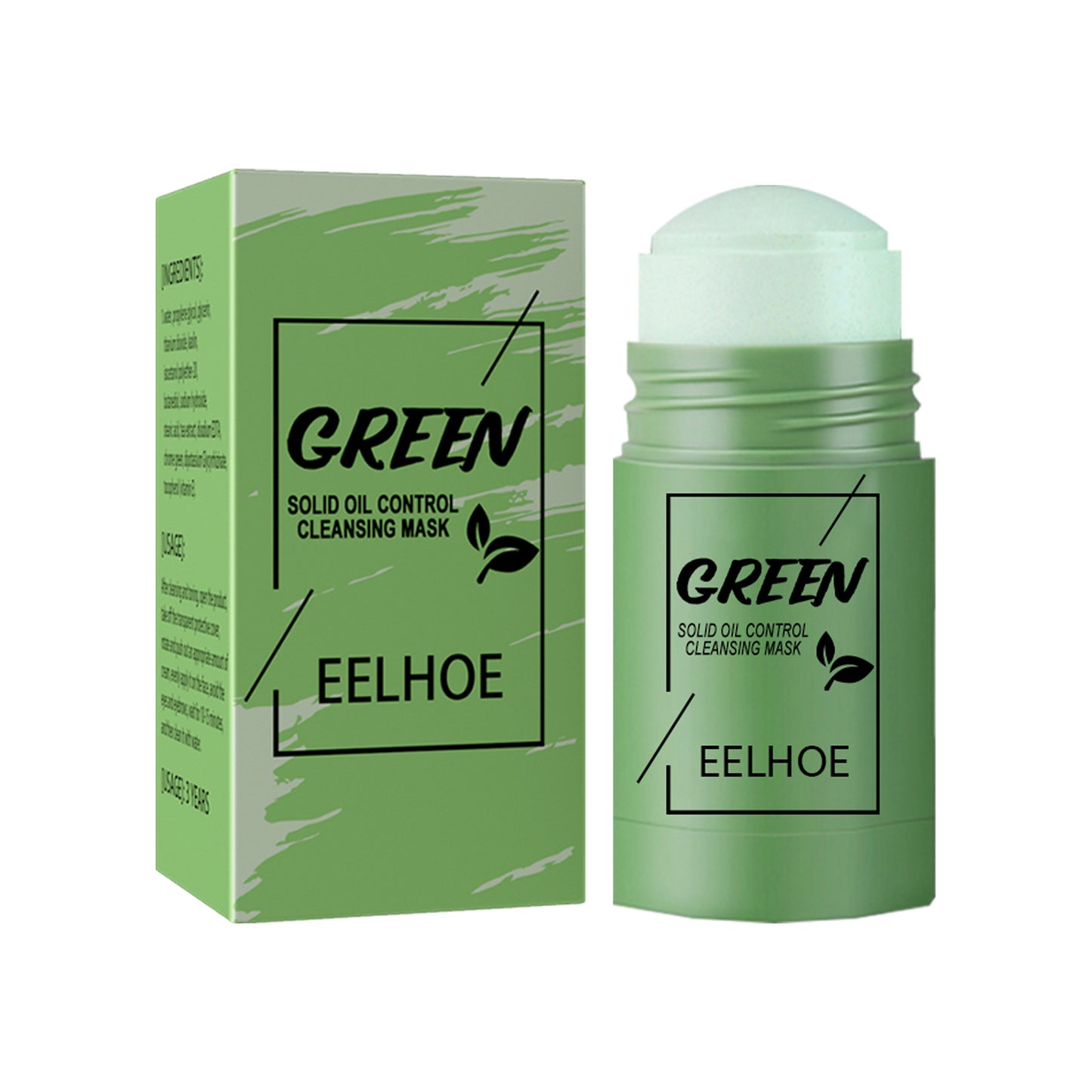 EELHOE Green Tea Solid Mask English version deep cleansing, hydrating, oil control, shrinking pores smear-type mud mask stick