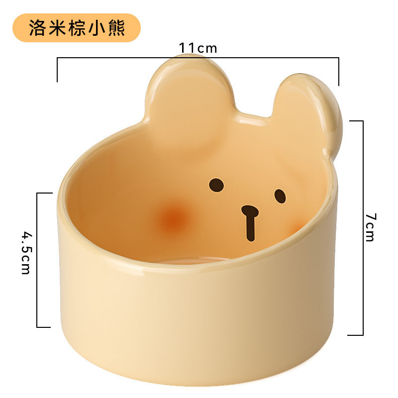 Cross-border cat high and low partition cute cat ceramic double bowl anti-knockover cat bowl drinking water bowl dog bowl pet bowl supplies