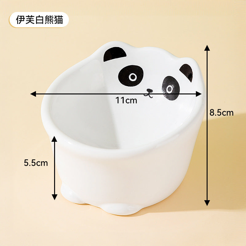 Cross-border cat high and low partition cute cat ceramic double bowl anti-knockover cat bowl drinking water bowl dog bowl pet bowl supplies