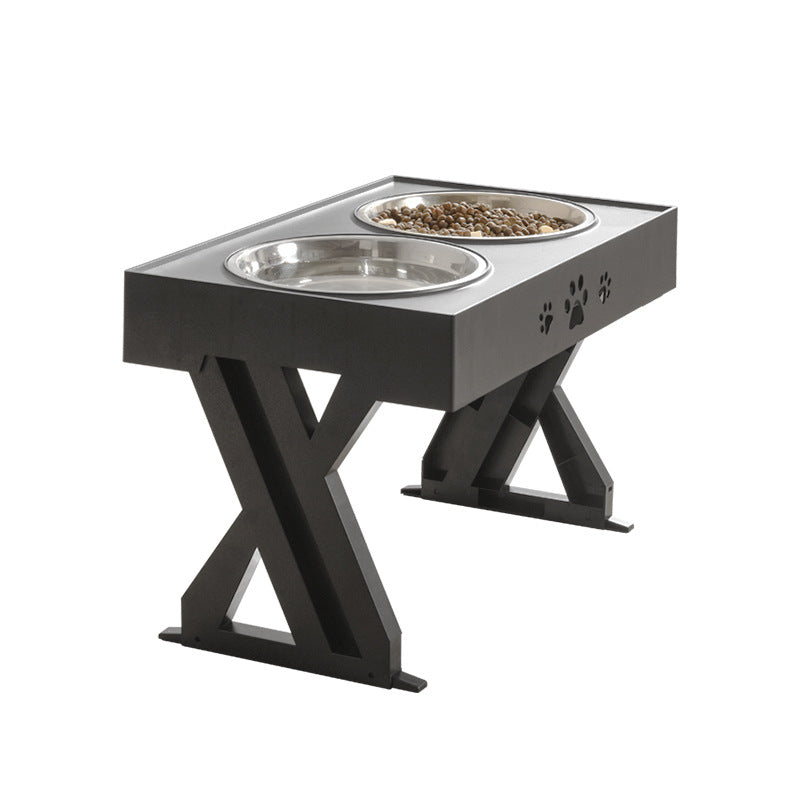 Pet lifting table foldable dog drinking water bowl adjustable height dog bowl stainless steel slow food double bowl pet supplies