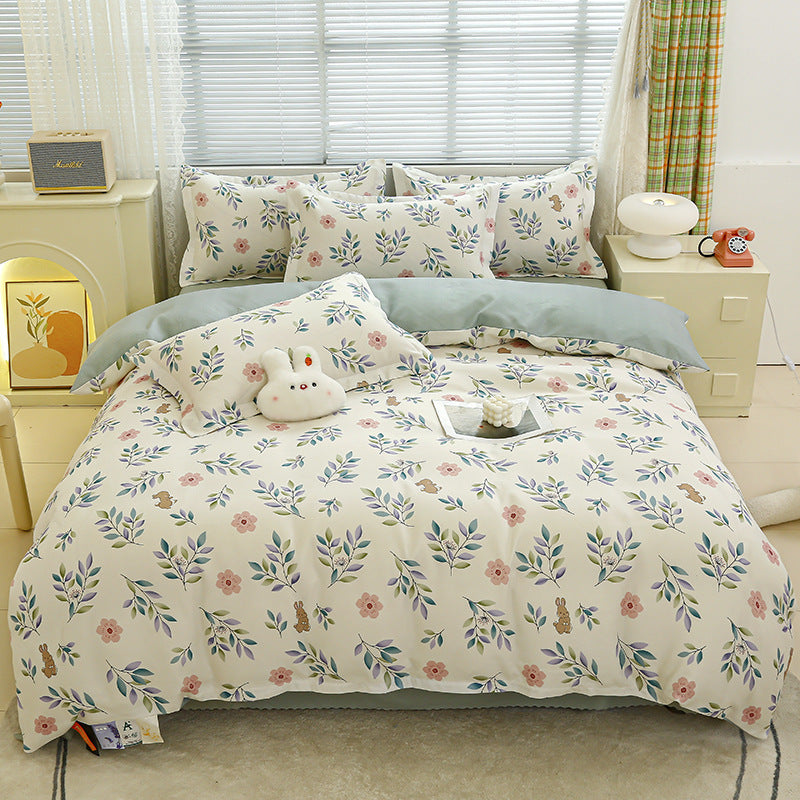 Four-piece bedding set Nantong home textile dormitory three-piece set single student winter thickened bed sheet quilt cover